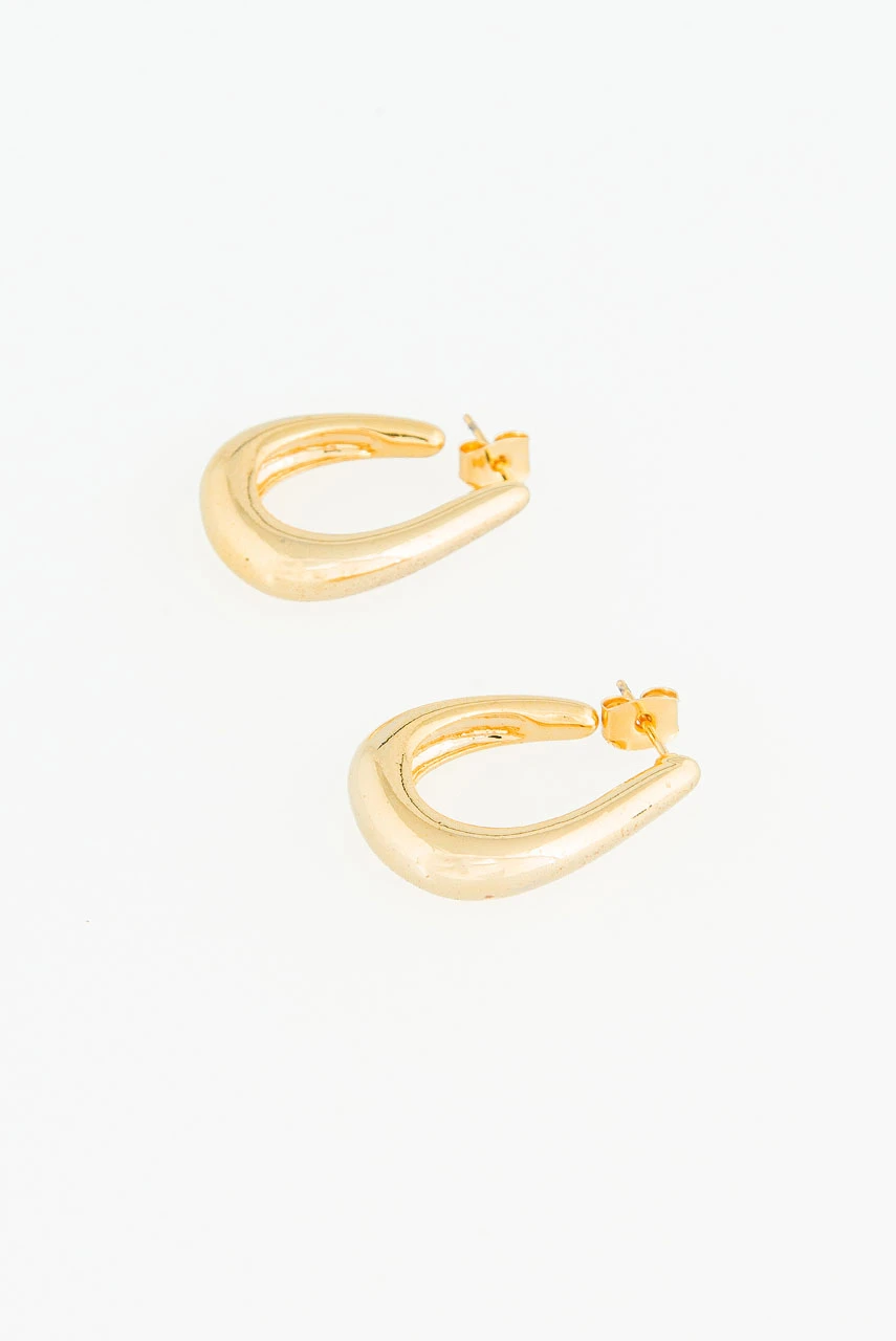 J-Curve Earrings, Gold