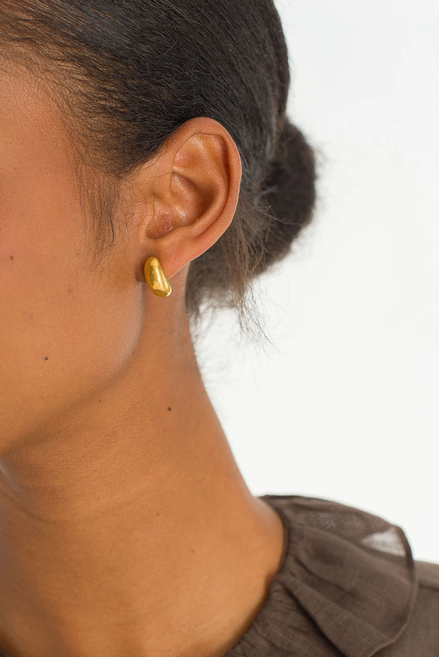 Jelly Bean Earrings, Gold