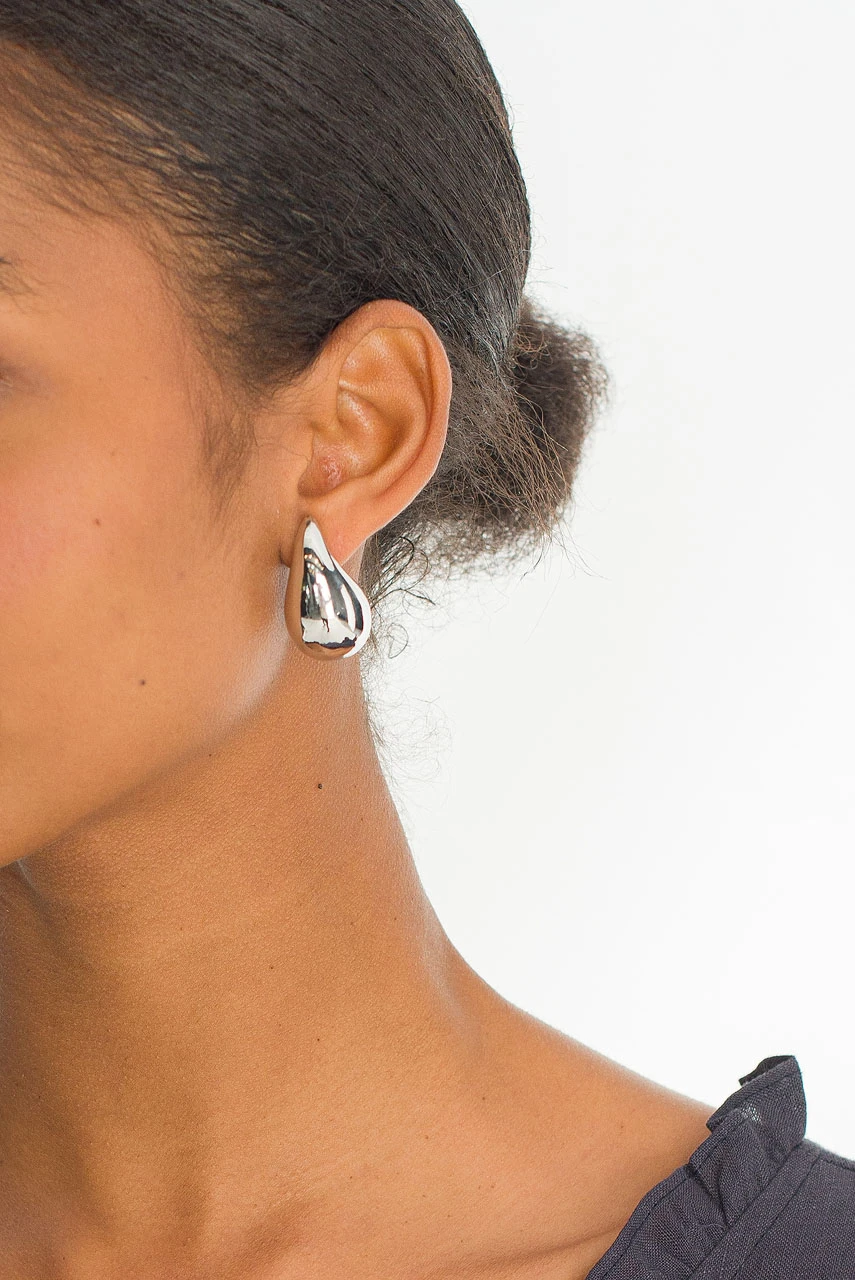 Statement Dewdrop Earrings, Silver