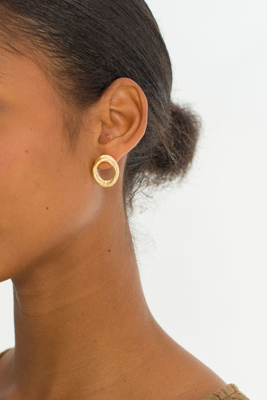Halo Layered Studs, Gold