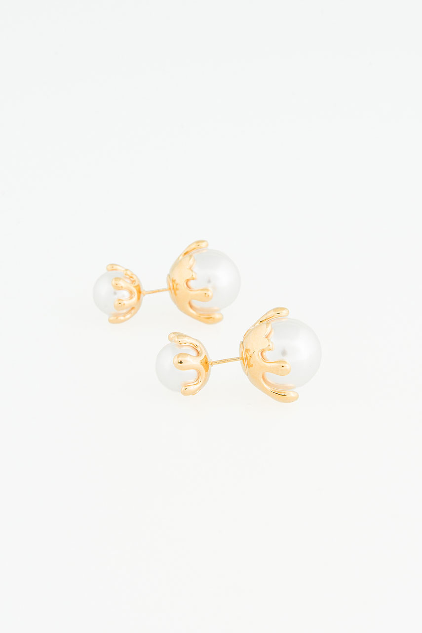 Crown Pearl Earrings, Gold