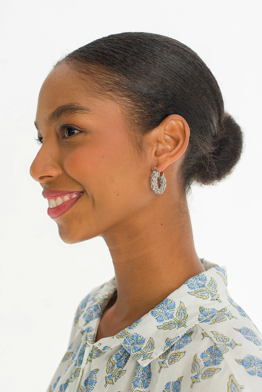 Interlace Hoop Earrings, Silver