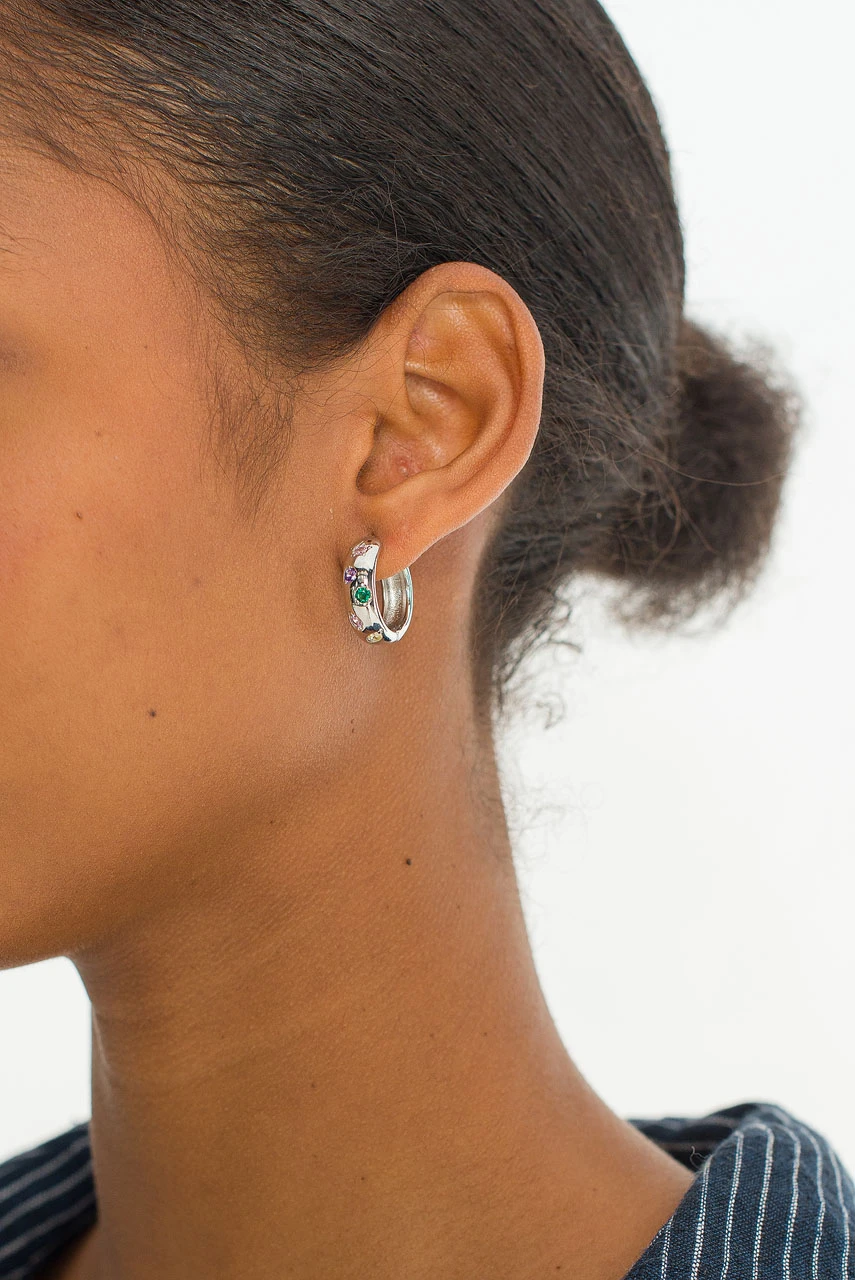 Prism Huggie Hoops, Silver