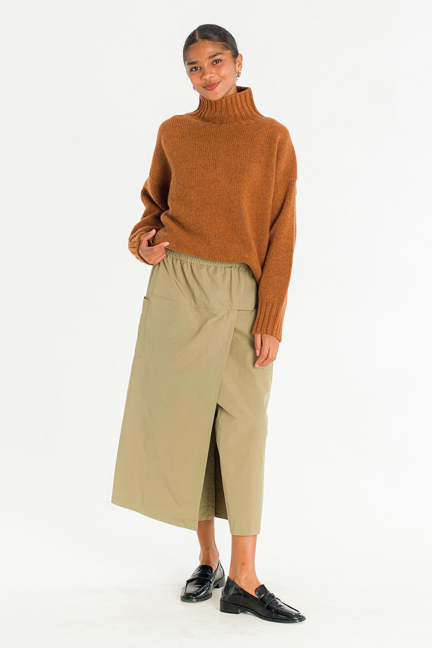 Two Way Mid Skirt, Khaki