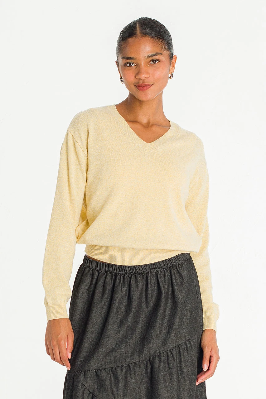 Tomo V Neck Jumper, Lemon