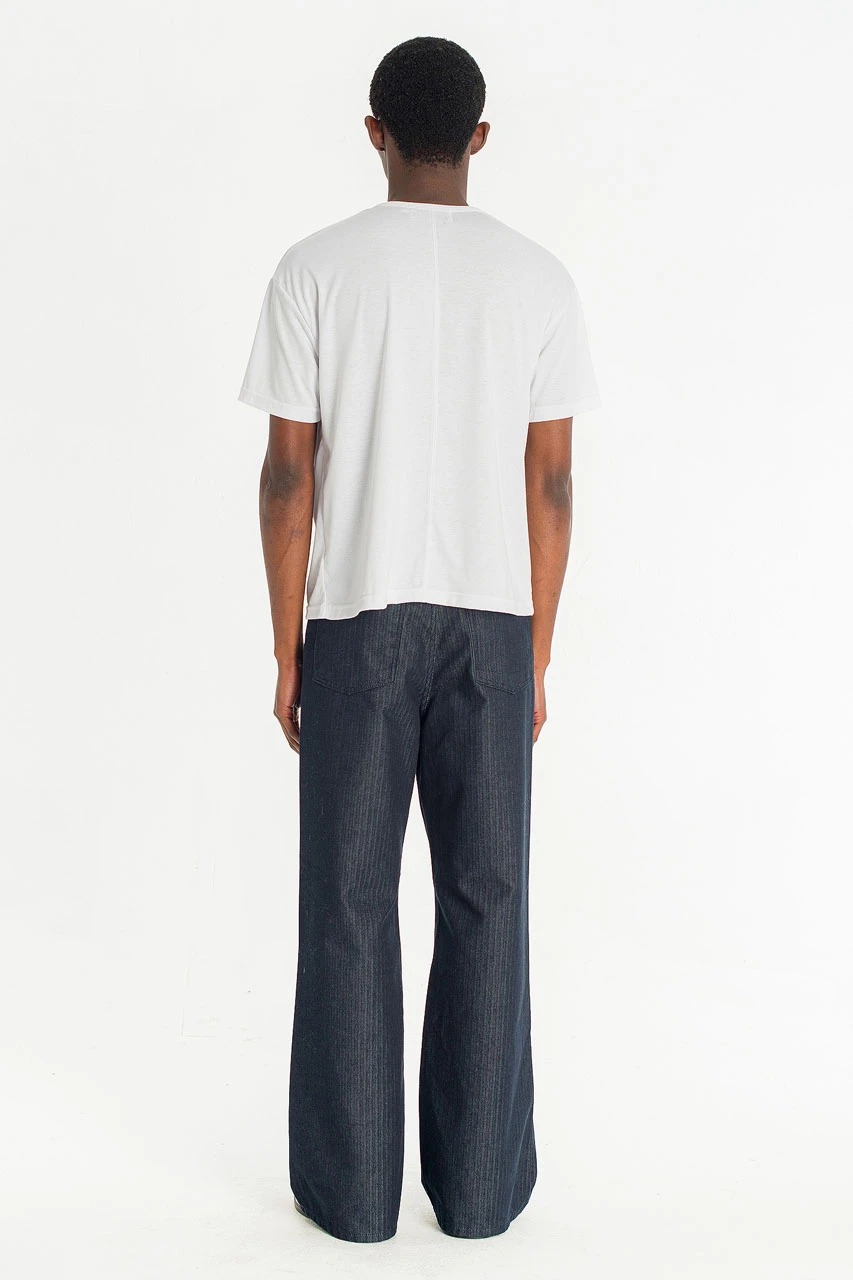 Menswear | Pinstripe Flared Jeans, Dark Blue