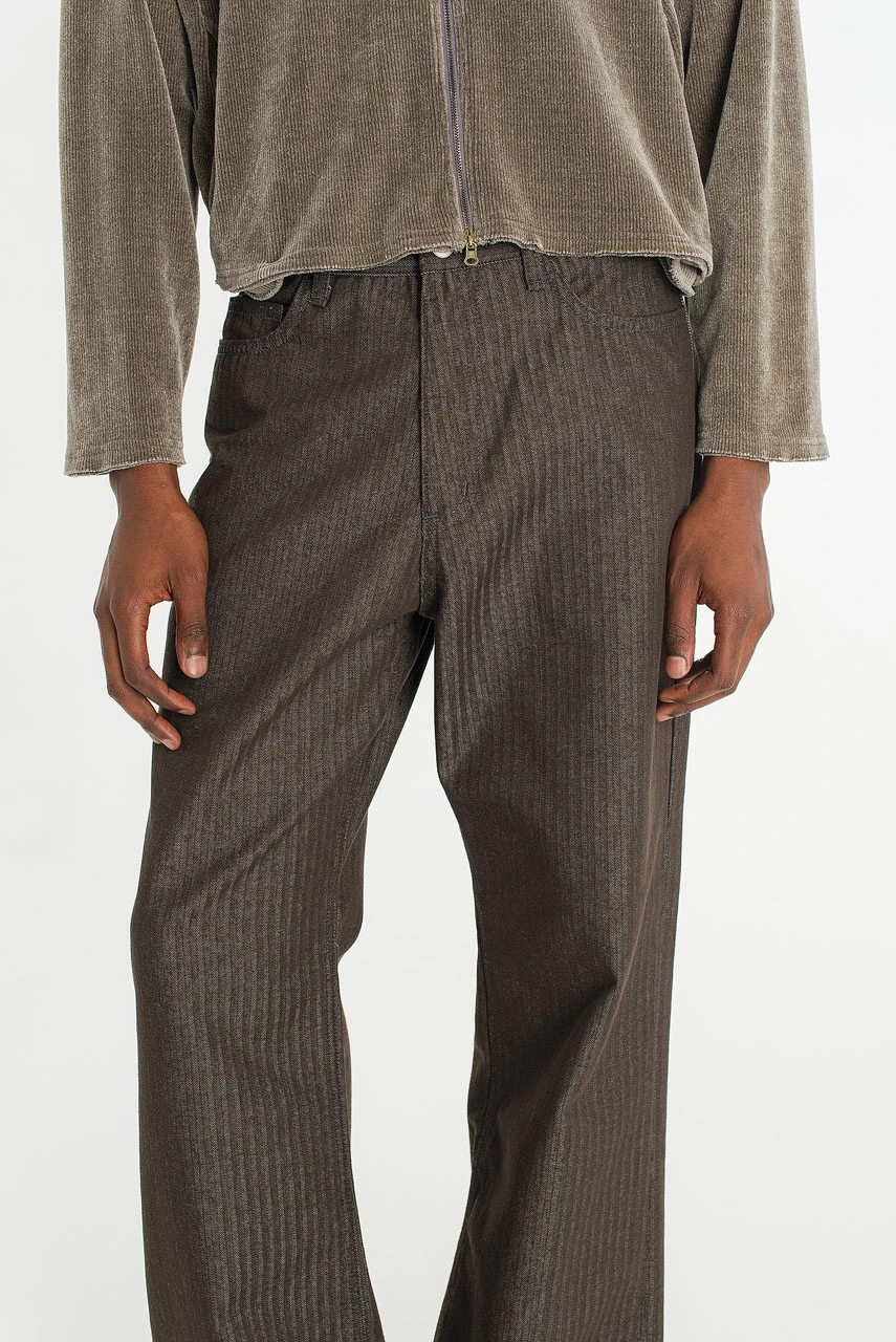 Menswear | Pinstripe Flared Jeans, Charcoal