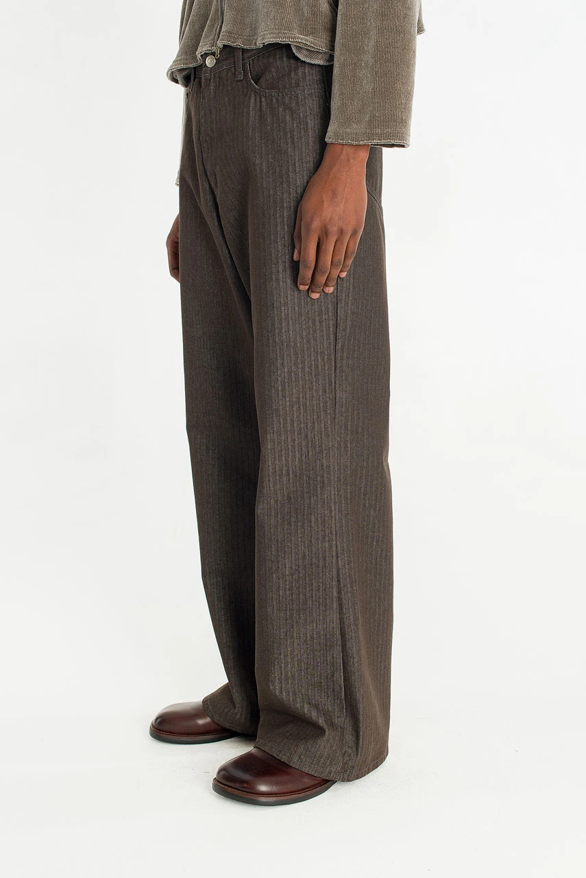 Menswear | Pinstripe Flared Jeans, Charcoal
