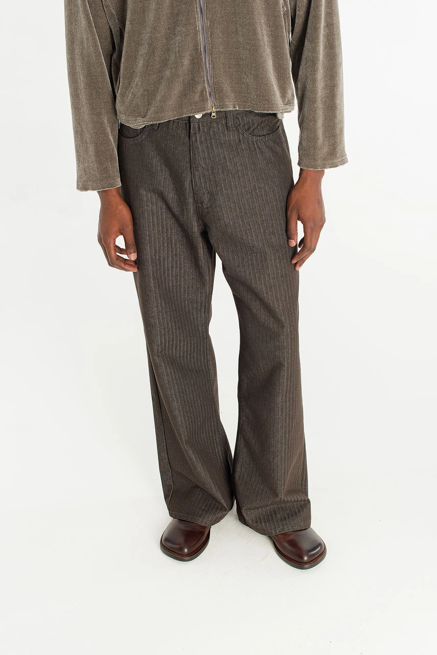 Menswear | Pinstripe Flared Jeans, Charcoal