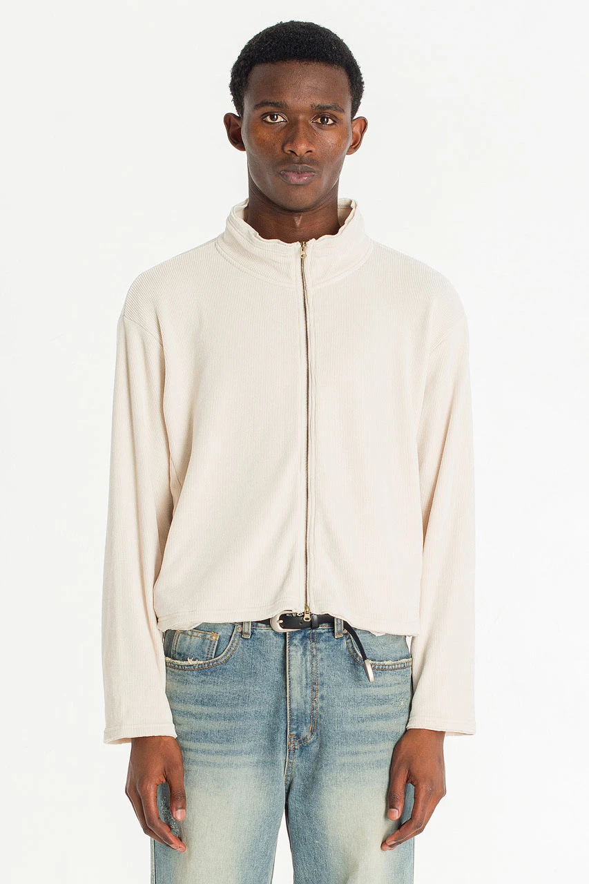 Menswear | Raw-Cut Funnel Sweat, Ivory