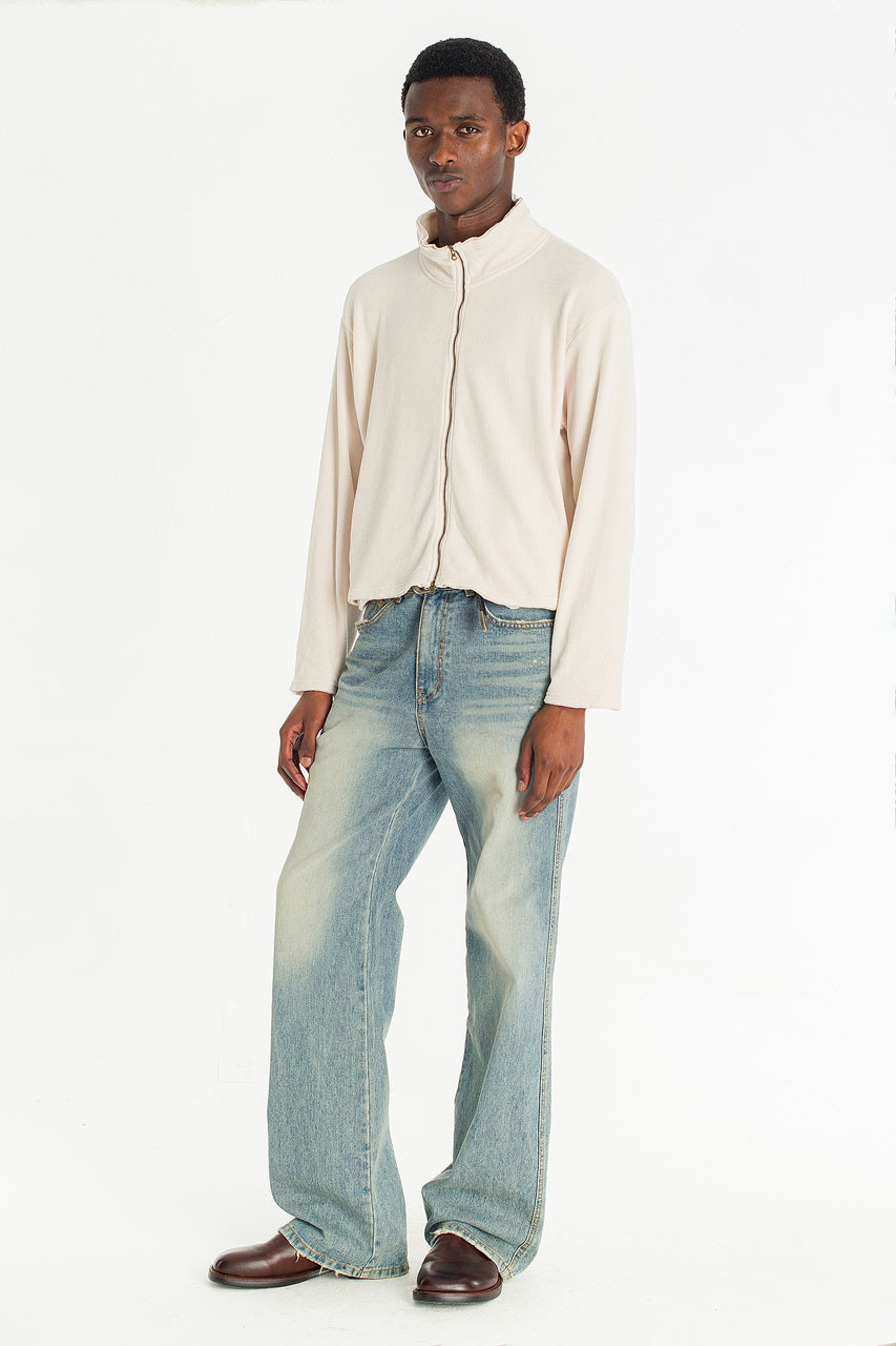 Menswear | Raw-Cut Funnel Sweat, Ivory