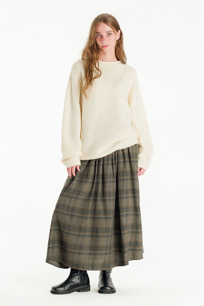 Boat Neck Wool Boxy Jumper, Ivory