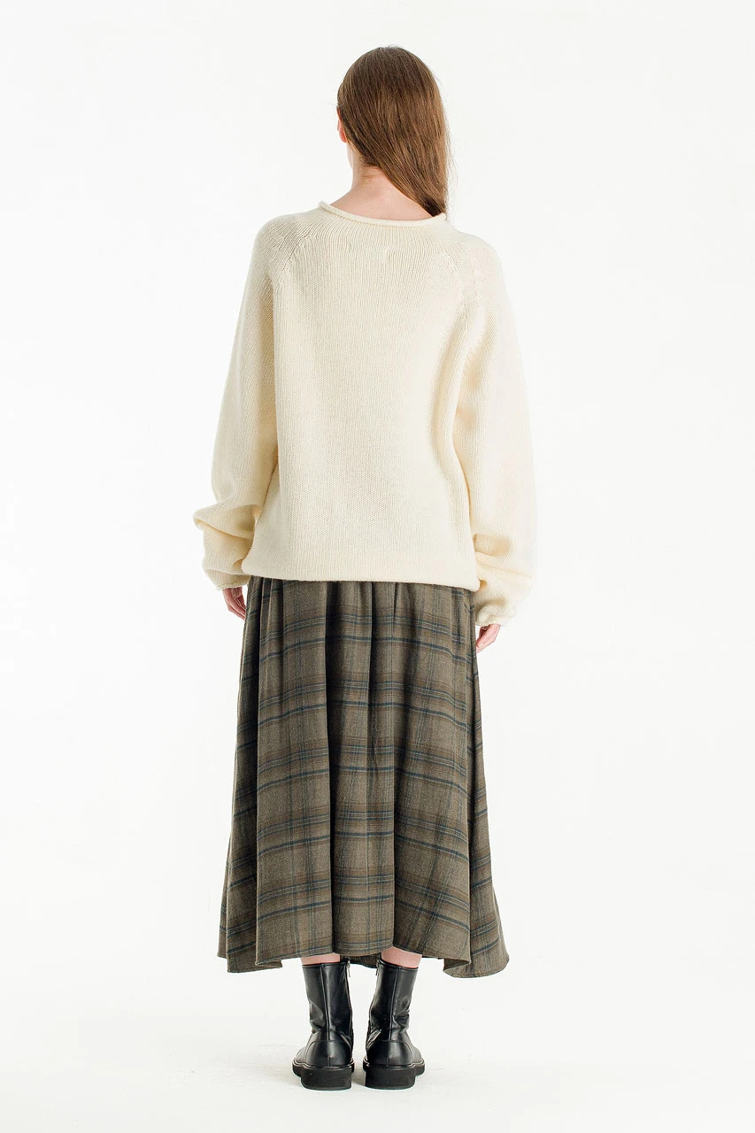 Boat Neck Wool Boxy Jumper, Ivory