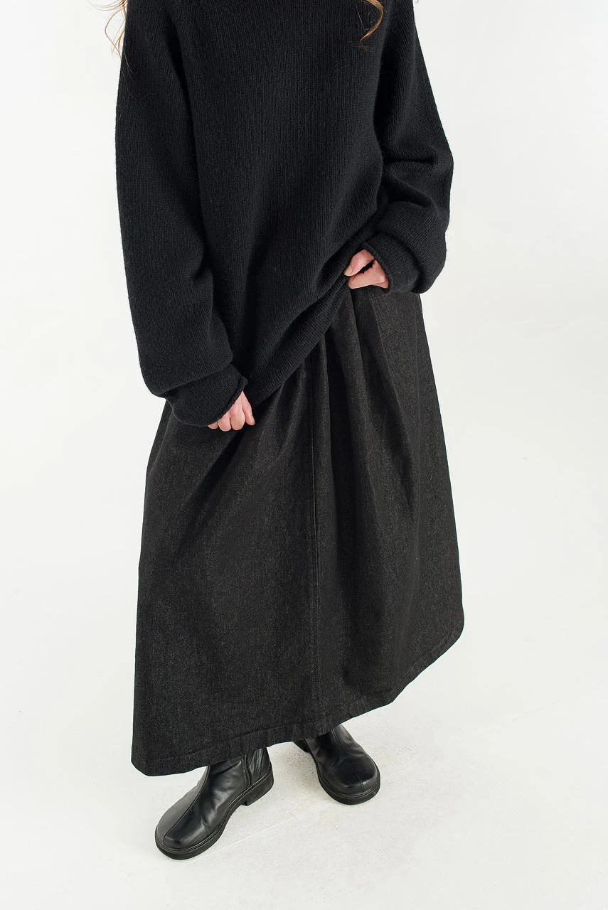 Boat Neck Wool Boxy Jumper, Black