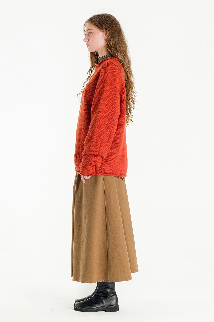 Boat Neck Wool Boxy Jumper, Burnt Orange