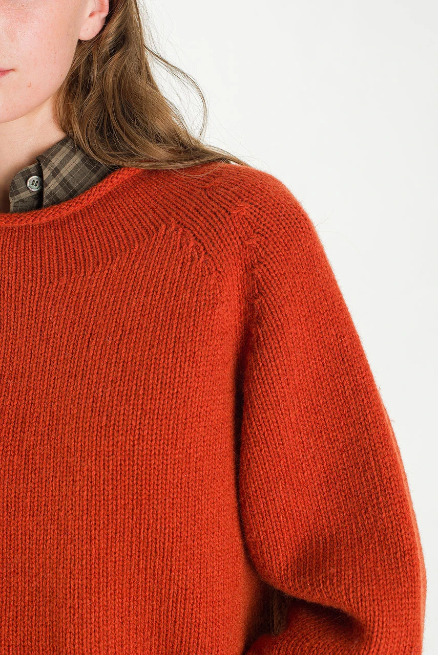 Boat Neck Wool Boxy Jumper, Burnt Orange