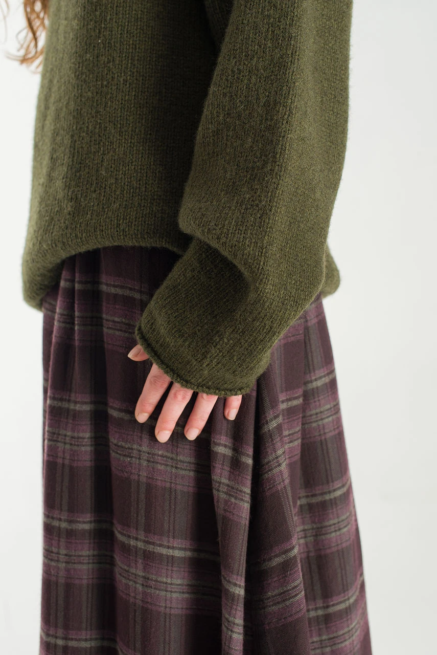 Brushed Check Skirt, Claret