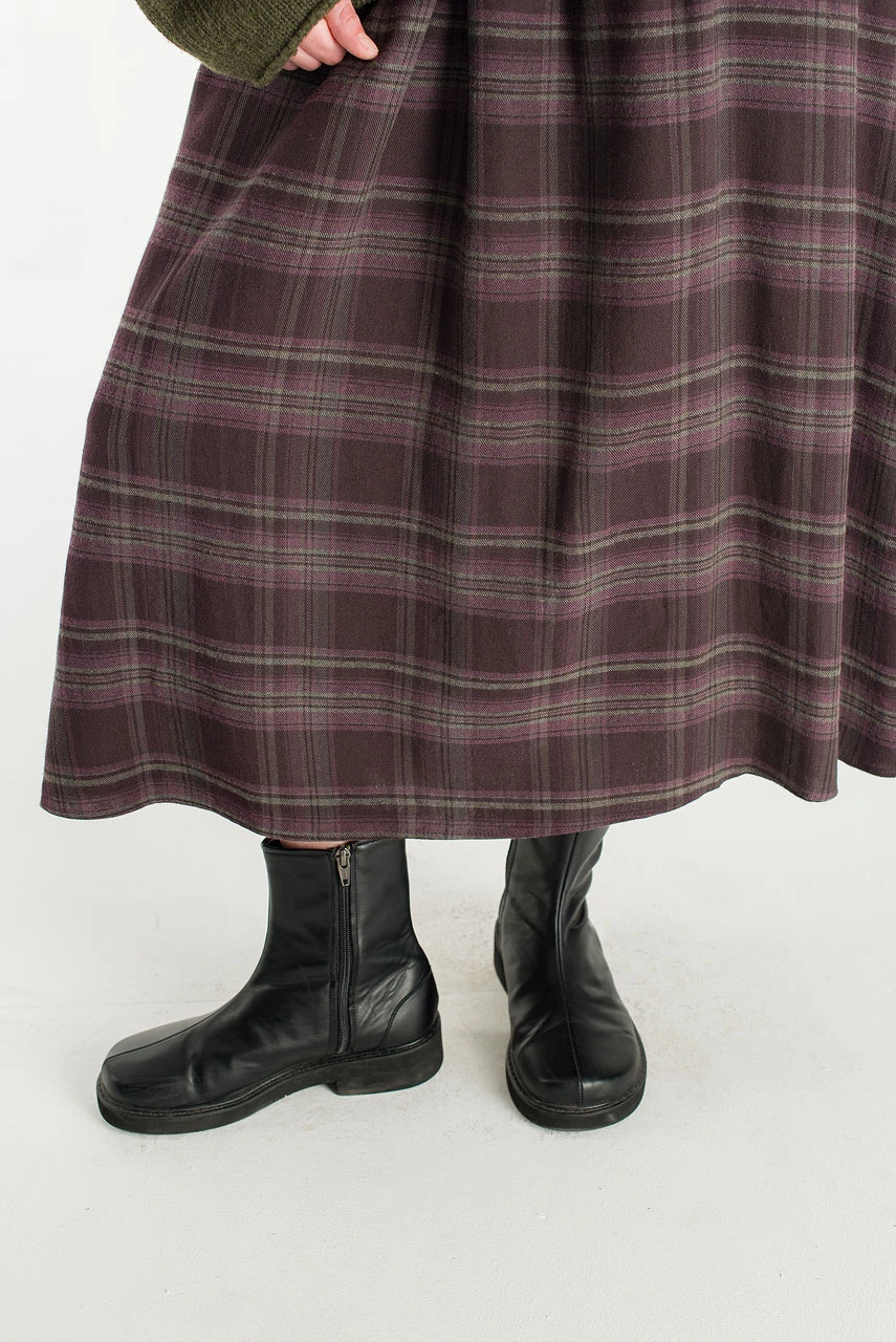 Brushed Check Skirt, Claret