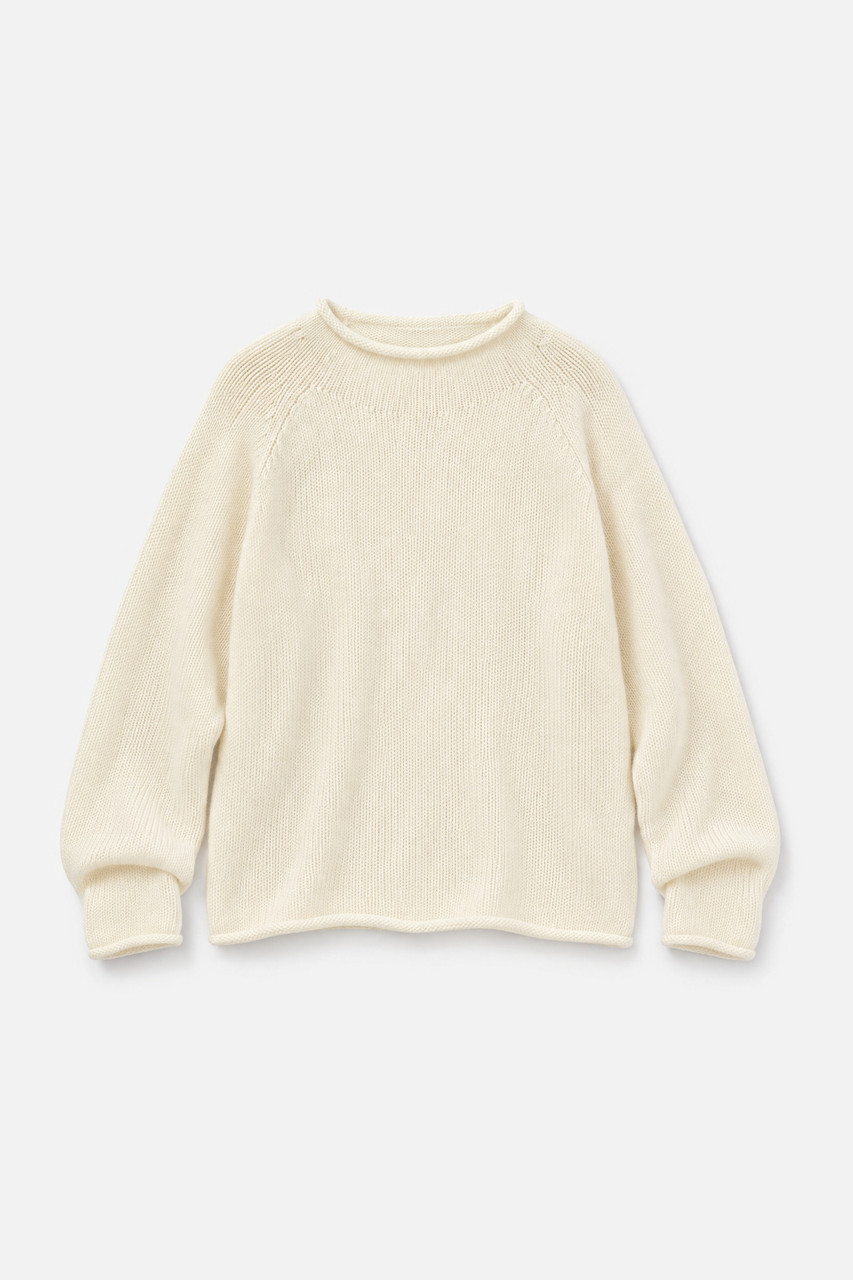Boat Neck Wool Boxy Jumper, Ivory flatlay