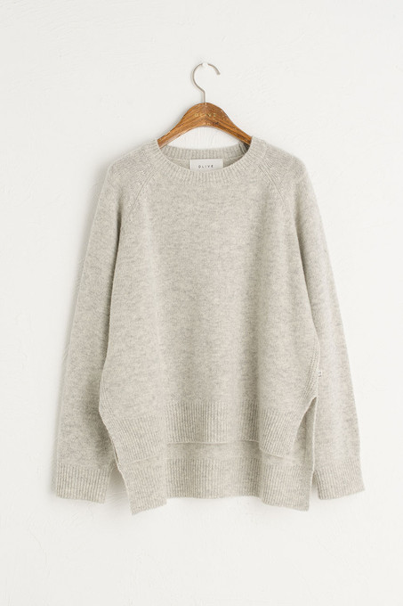 Unbalanced Crew Neck Knit, Cloud