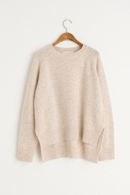 Unbalanced Crew Neck Knit, Oatmeal