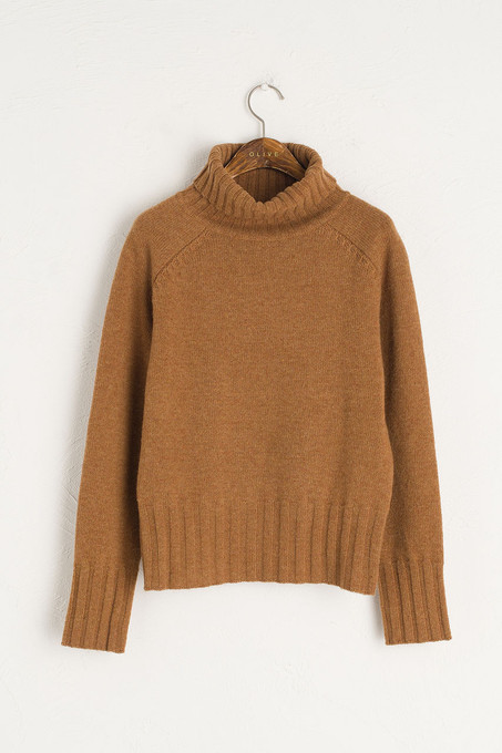 Simple Roll Neck Jumper Camel