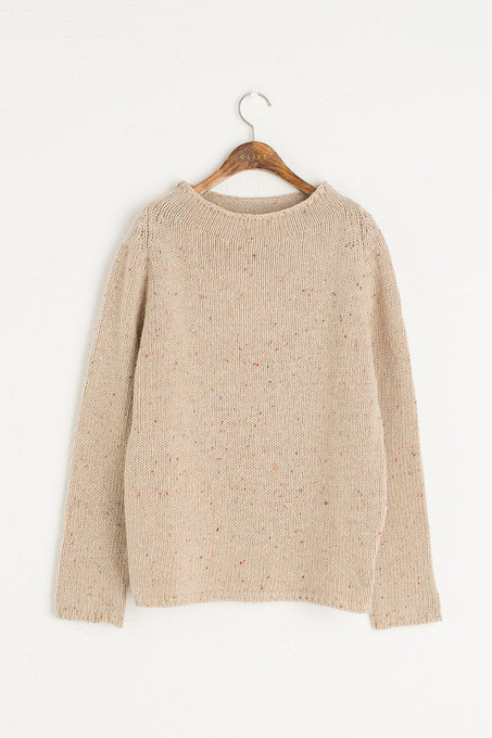 Flecked Fisherman Knit, Beige