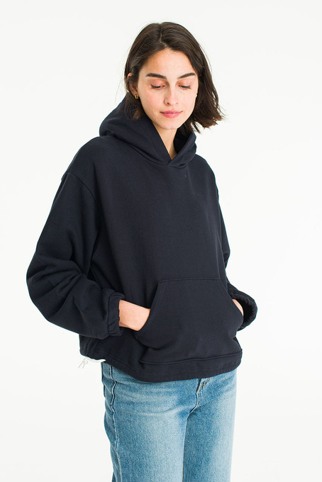 String Hem Hoodie, Navy