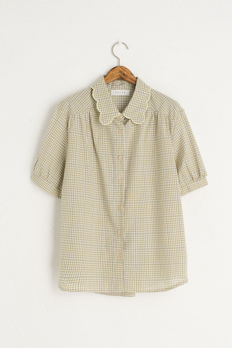 Nori Check Blouse, Beige