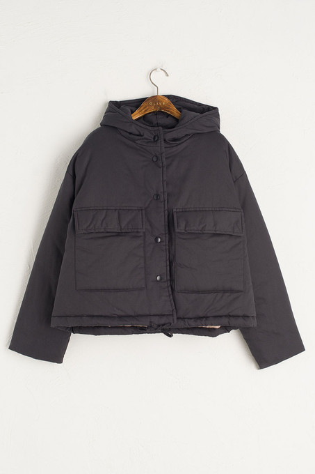 String Padded Jacket, Navy