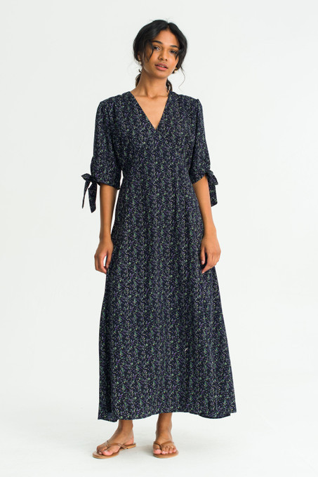 Jeanne Garden Print Dress, Navy