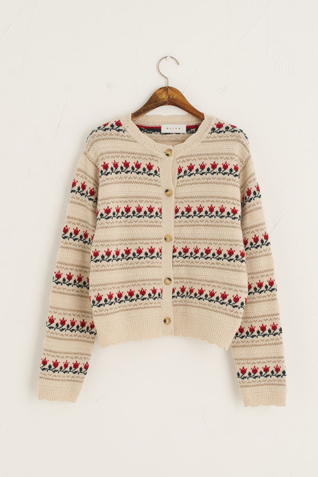 Vintage Style Tulip Cardigan, Beige