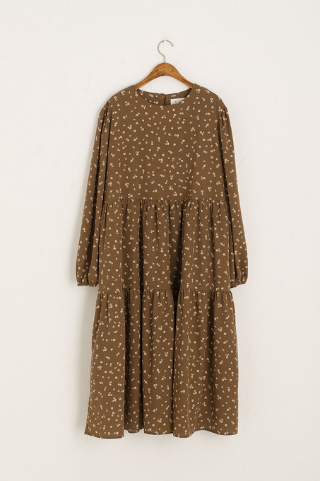 Rosie Tiered Dress, Brown