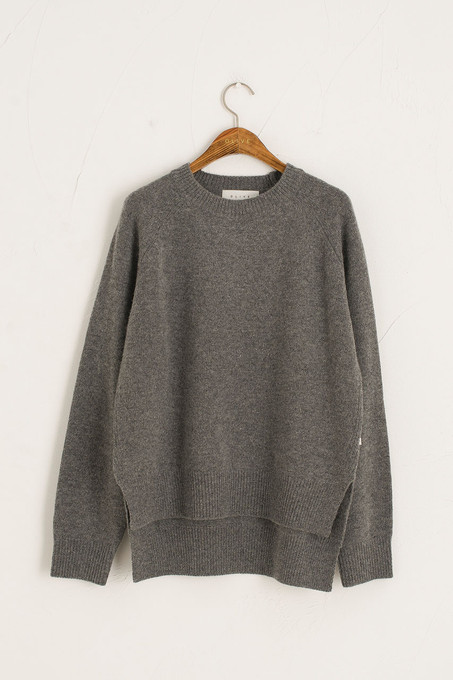 Unbalanced Crew Neck Knit, Charcoal