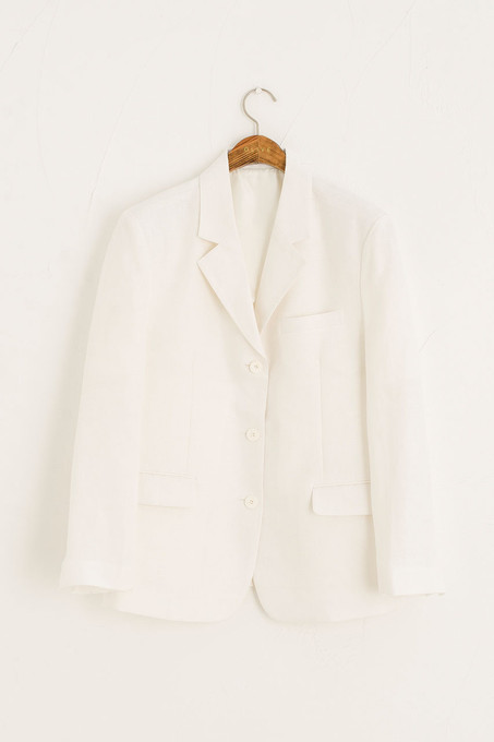 Lenina ♥ DYLI herringbone linen jacket /追跡付 Oyster gray herringbone linen wide lapel Blazer with patched