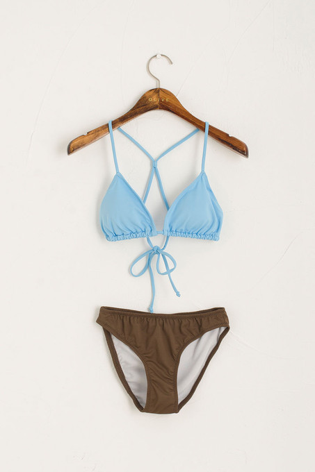 Brown And Blue Bikini