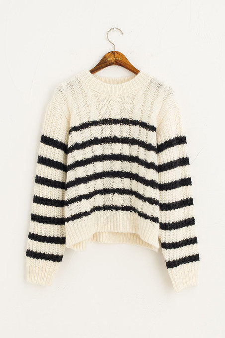 トップス Kitty cable knit tops andmary ivory HighNeckCableKnitSweater-Ivory