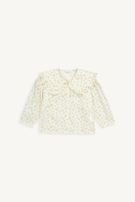 Mini Olive | Floral Frill Collar Blouse, Yellow Flower