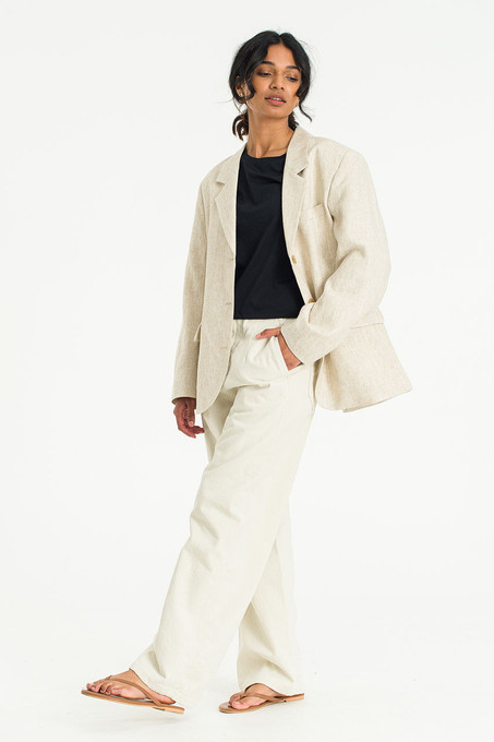 美品TODAYFUL Dobby Linen Jacket/38 Double Breasted Shirt Jacket (Undyed Taupe Washed Linen