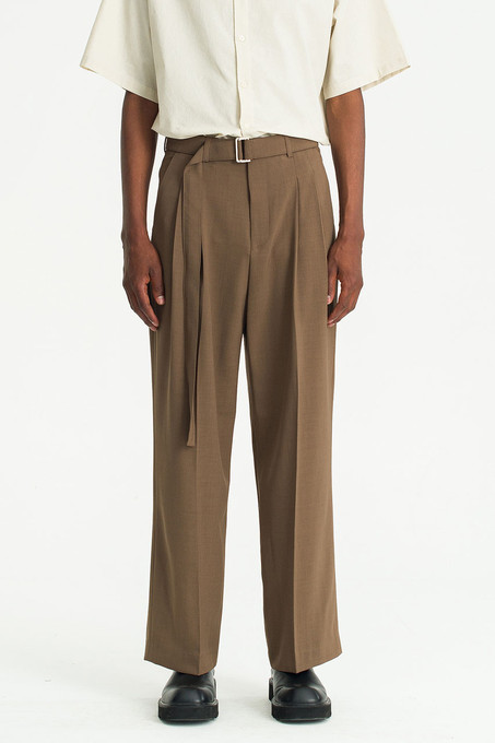 Beige Revival Belted High Waist Pants – JLUXLABEL