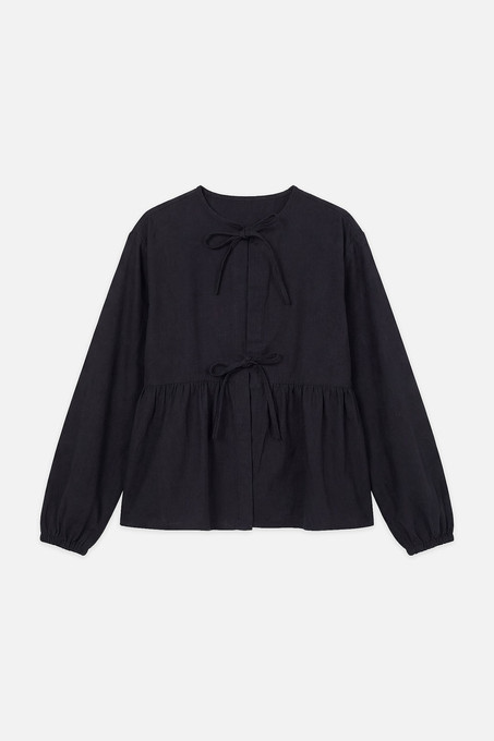 Takako Ribbon Blouse, Black