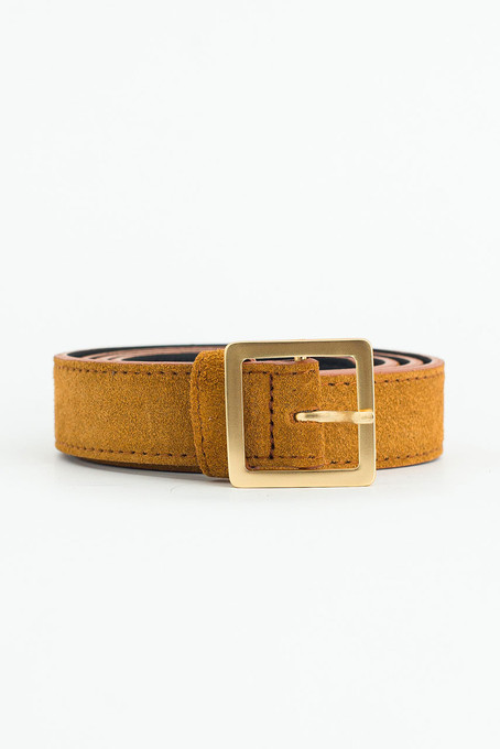 KAJA REVERSIBLE SUEDE SQUARE RING BELT