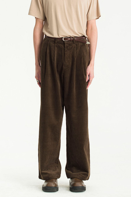 Pintuck Corduroy Pants, Brown