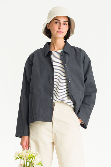 Shop Ladies Cotton Jacket FS Navy at Woollen Wear