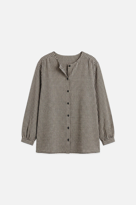 Latte Gingham Tunic, Black