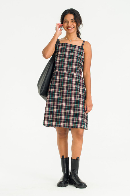 Lara Check Slip Dress, Pink