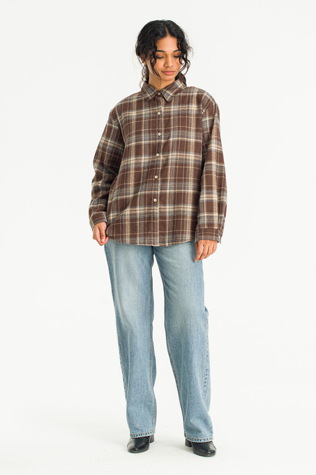 その他 TEN CHECK SHIRT XL BROWN Regular_fit_double_layer_check