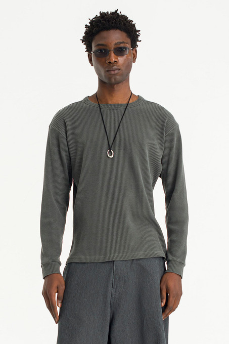 Menswear | Pigment Waffle Tee, Charcoal