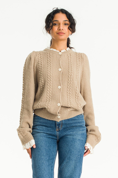 áunke Halfsleeve Cable Cardigan Cable Cardigan - L £220.00 Ecru