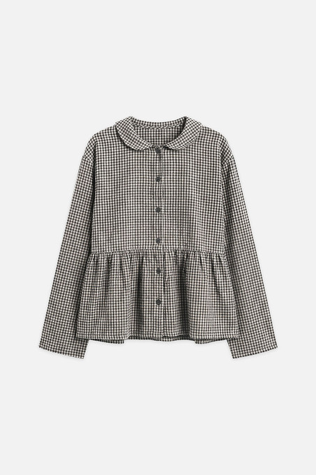 MOND/nui mondモント⭐️Check over blouse Mizuki Check Blouse, Black